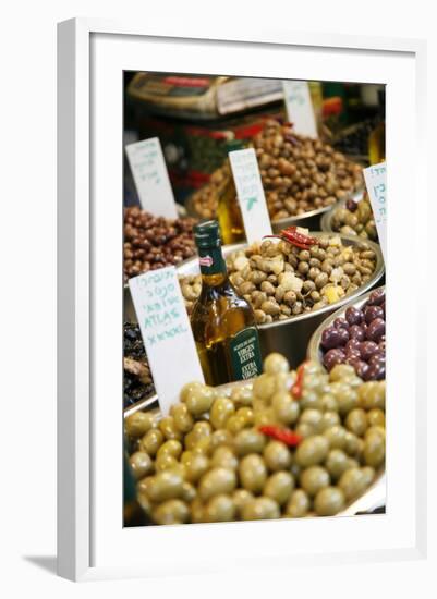 Olives Stall, Shuk Hacarmel (Carmel Market), Tel Aviv, Israel, Middle East-Yadid Levy-Framed Photographic Print