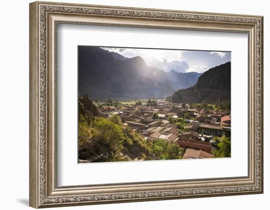 Ollantaytambo Inca Ruins at Sunset Seen Behind Ollantaytambo Town, Near Cusco, Peru-Matthew Williams-Ellis-Framed Photographic Print