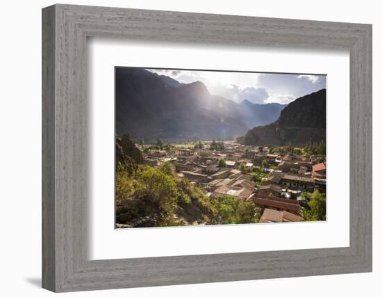 Ollantaytambo Inca Ruins at Sunset Seen Behind Ollantaytambo Town, Near Cusco, Peru-Matthew Williams-Ellis-Framed Photographic Print