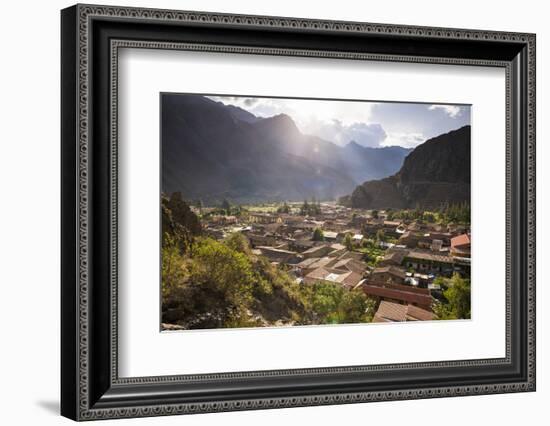 Ollantaytambo Inca Ruins at Sunset Seen Behind Ollantaytambo Town, Near Cusco, Peru-Matthew Williams-Ellis-Framed Photographic Print