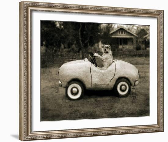 Ollie In His Car-Pete Kelly-Framed Giclee Print