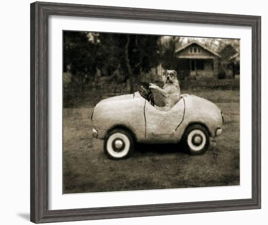 Ollie In His Car-Pete Kelly-Framed Giclee Print