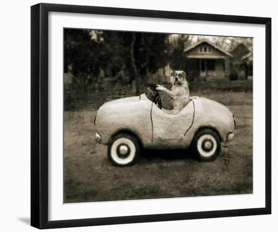 Ollie In His Car-Pete Kelly-Framed Giclee Print