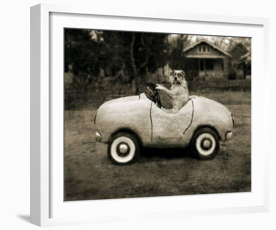 Ollie In His Car-Pete Kelly-Framed Giclee Print