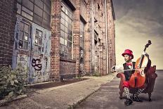 Child Carrying A Backpack Standing On A Green Meadow With Hot-Air Balloons In The Background-olly2-Art Print