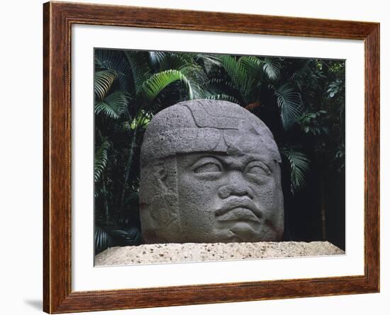 Olmec Civilization, Colossal Stone Head of a Warrior, 1100-475 B.C.-null-Framed Giclee Print