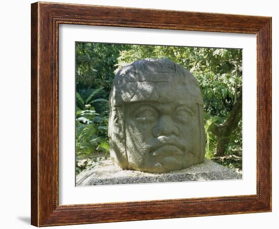 Olmec Stone Head at Parque-Museo La Venta, Villahermosa, Tabasco, Mexico, North America-Richard Nebesky-Framed Photographic Print