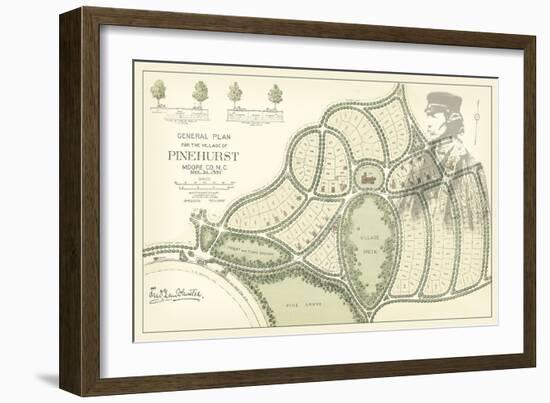 Olmstead Plan for Pinehurst-null-Framed Art Print