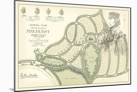 Olmstead Plan for Pinehurst-null-Mounted Art Print