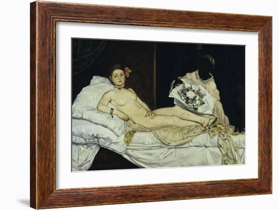 Olympia, c.1863-Edouard Manet-Framed Giclee Print