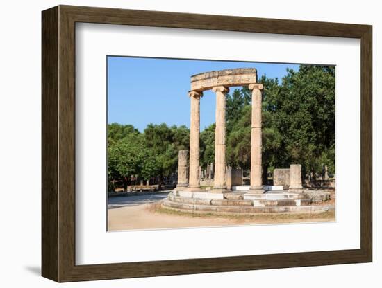 Olympia, Peloponnese, Greece. Ancient Olympia. The Philippeion, 4th century BC. Remains of a cir...-null-Framed Photographic Print