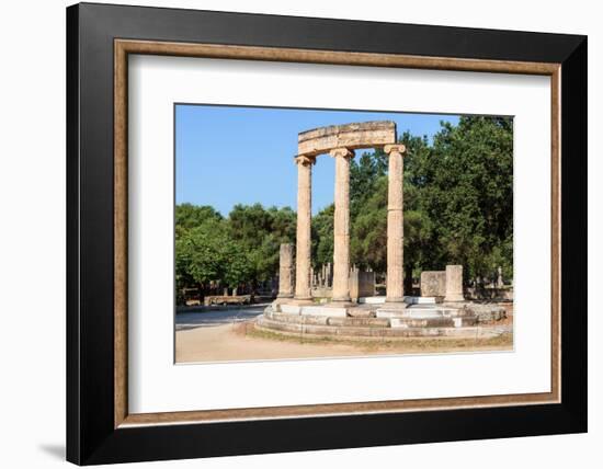 Olympia, Peloponnese, Greece. Ancient Olympia. The Philippeion, 4th century BC. Remains of a cir...-null-Framed Photographic Print