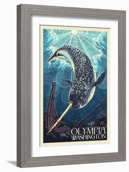 Olympia, Washington - Narwhal-Lantern Press-Framed Art Print