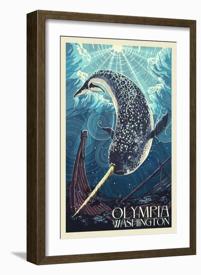 Olympia, Washington - Narwhal-Lantern Press-Framed Art Print