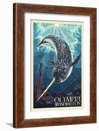 Olympia, Washington - Narwhal-Lantern Press-Framed Art Print