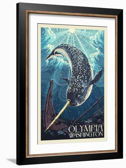 Olympia, Washington - Narwhal-Lantern Press-Framed Art Print