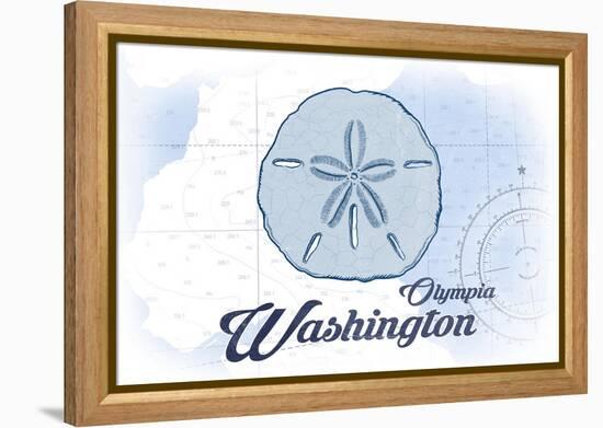 Olympia, Washington - Sand Dollar - Blue - Coastal Icon-Lantern Press-Framed Stretched Canvas