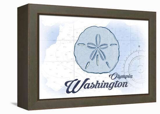 Olympia, Washington - Sand Dollar - Blue - Coastal Icon-Lantern Press-Framed Stretched Canvas