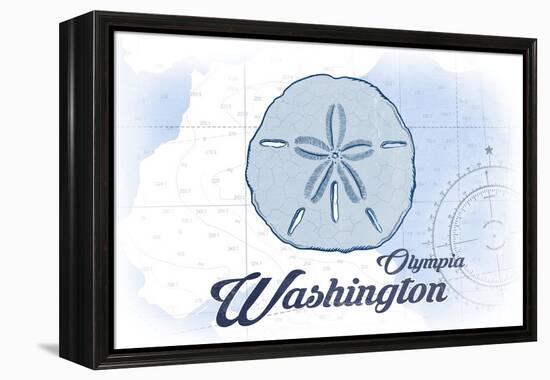 Olympia, Washington - Sand Dollar - Blue - Coastal Icon-Lantern Press-Framed Stretched Canvas