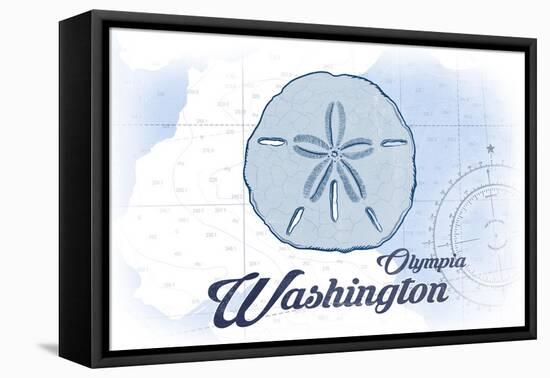 Olympia, Washington - Sand Dollar - Blue - Coastal Icon-Lantern Press-Framed Stretched Canvas