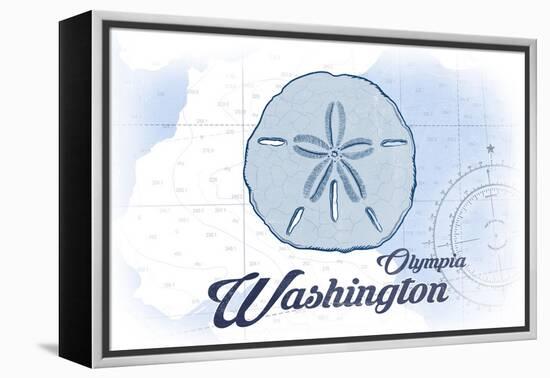 Olympia, Washington - Sand Dollar - Blue - Coastal Icon-Lantern Press-Framed Stretched Canvas