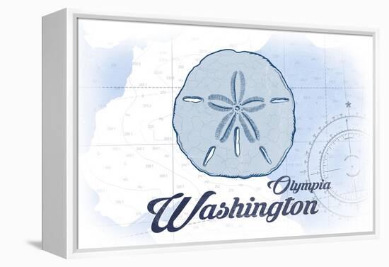 Olympia, Washington - Sand Dollar - Blue - Coastal Icon-Lantern Press-Framed Stretched Canvas