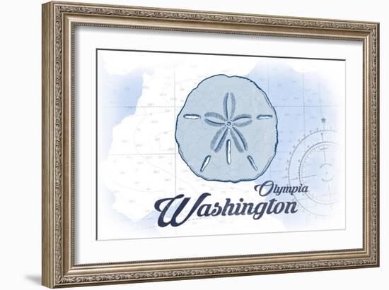 Olympia, Washington - Sand Dollar - Blue - Coastal Icon-Lantern Press-Framed Art Print
