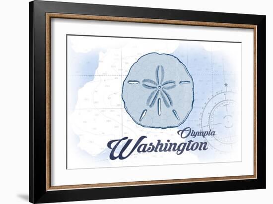 Olympia, Washington - Sand Dollar - Blue - Coastal Icon-Lantern Press-Framed Art Print