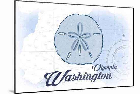 Olympia, Washington - Sand Dollar - Blue - Coastal Icon-Lantern Press-Mounted Art Print