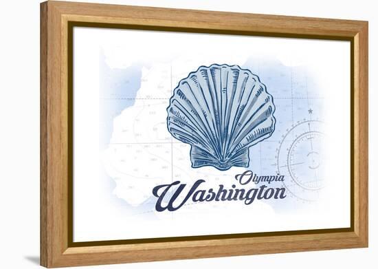 Olympia, Washington - Scallop Shell - Blue - Coastal Icon-Lantern Press-Framed Stretched Canvas