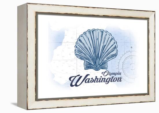Olympia, Washington - Scallop Shell - Blue - Coastal Icon-Lantern Press-Framed Stretched Canvas
