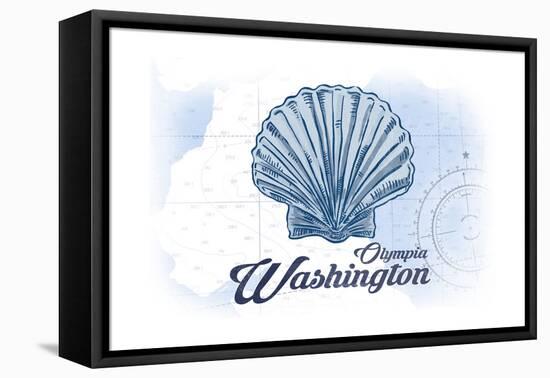 Olympia, Washington - Scallop Shell - Blue - Coastal Icon-Lantern Press-Framed Stretched Canvas