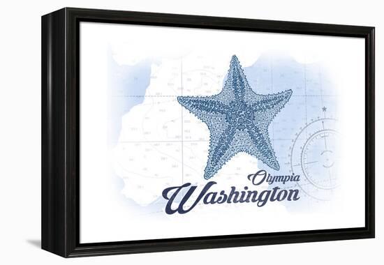 Olympia, Washington - Starfish - Blue - Coastal Icon-Lantern Press-Framed Stretched Canvas