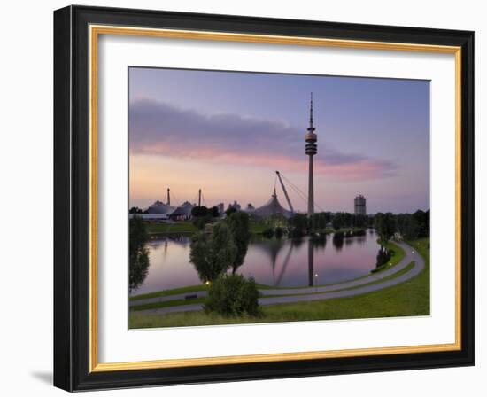 Olympiapark and Olympiaturm at Dusk, Munich, Bavaria, Germany, Europe-Gary Cook-Framed Photographic Print
