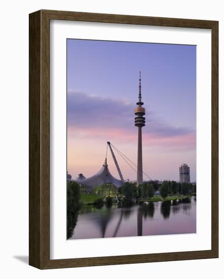 Olympiapark and Olympiaturm at Dusk, Munich, Bavaria, Germany, Europe-Gary Cook-Framed Photographic Print