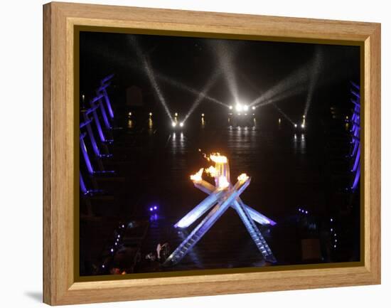 Olympic Cauldron after Being Lit at the Opening Ceremony for the 2010 Olympics-null-Framed Premier Image Canvas