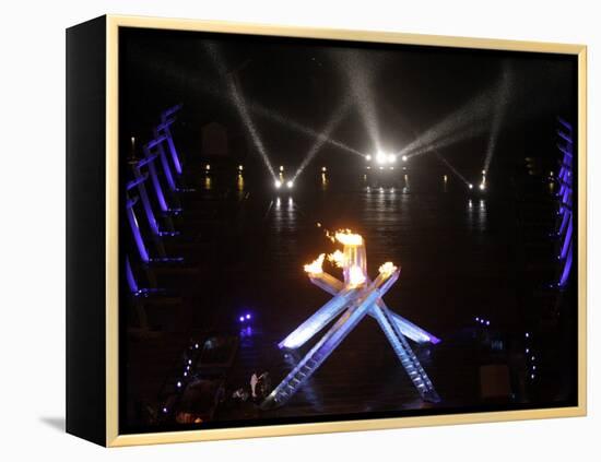 Olympic Cauldron after Being Lit at the Opening Ceremony for the 2010 Olympics-null-Framed Premier Image Canvas