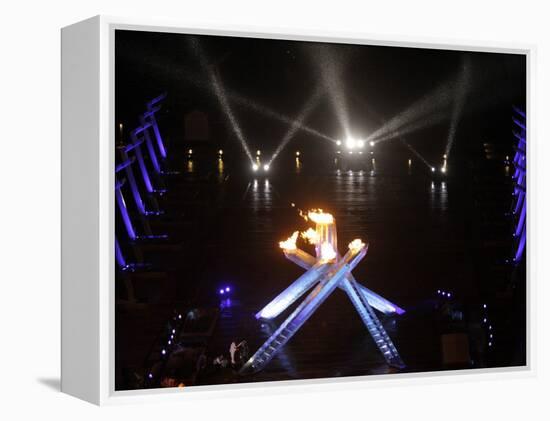 Olympic Cauldron after Being Lit at the Opening Ceremony for the 2010 Olympics-null-Framed Premier Image Canvas