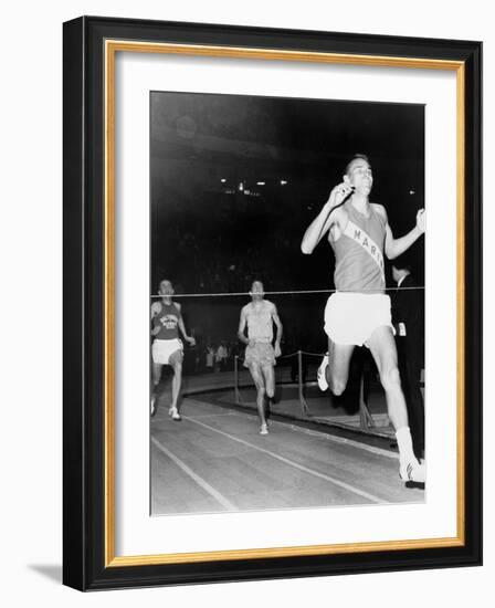 Olympic Champion, Billy Mills, Wins the Three-Mile Run Madison Square Garden, 1965-null-Framed Photo