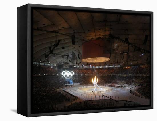 Olympic Flame is Lit During the Opening Ceremony for the Vancouver 2010 Olympics-null-Framed Premier Image Canvas