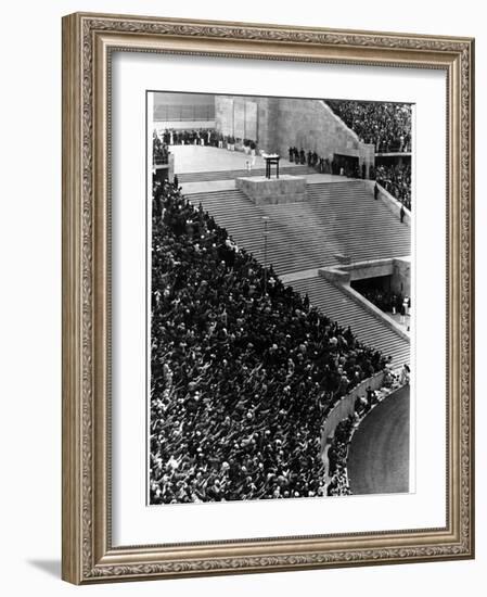 Olympic Flame Is Lit in the Stadium in Berlin-null-Framed Photographic Print