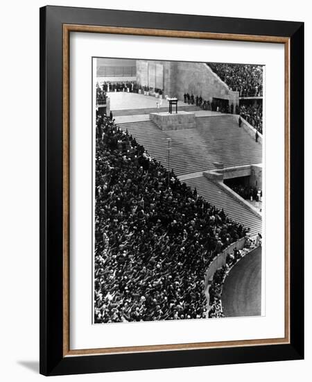 Olympic Flame Is Lit in the Stadium in Berlin-null-Framed Photographic Print