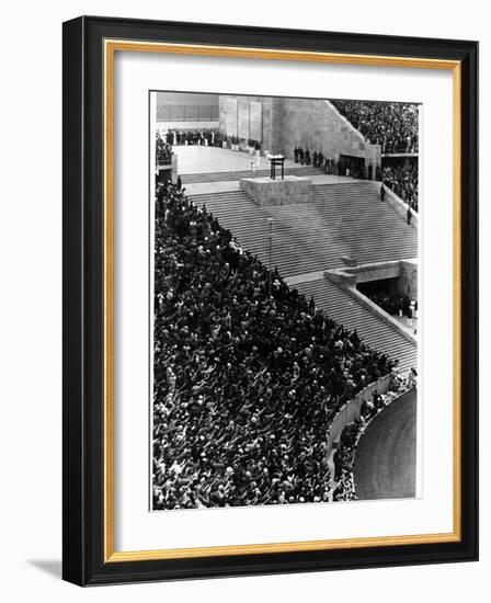 Olympic Flame Is Lit in the Stadium in Berlin-null-Framed Photographic Print