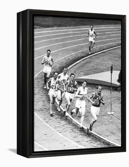 Olympic Games 1952 : Emil Zatopek in the Lead During 5000 M. Race July 25, 1952-null-Framed Stretched Canvas