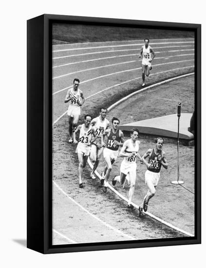 Olympic Games 1952 : Emil Zatopek in the Lead During 5000 M. Race July 25, 1952-null-Framed Stretched Canvas