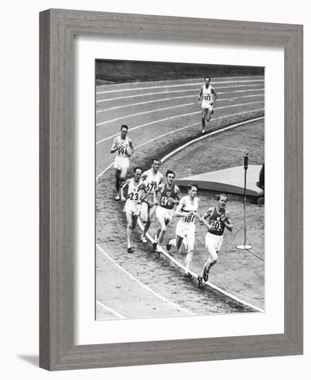 Olympic Games 1952 : Emil Zatopek in the Lead During 5000 M. Race July 25, 1952-null-Framed Photo