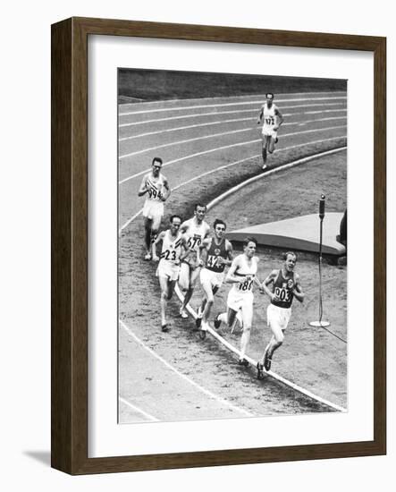 Olympic Games 1952 : Emil Zatopek in the Lead During 5000 M. Race July 25, 1952-null-Framed Photo