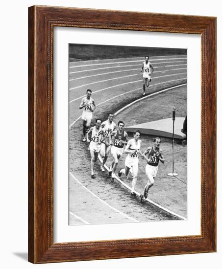 Olympic Games 1952 : Emil Zatopek in the Lead During 5000 M. Race July 25, 1952-null-Framed Photo