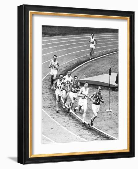 Olympic Games 1952 : Emil Zatopek in the Lead During 5000 M. Race July 25, 1952-null-Framed Photo