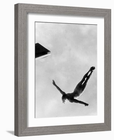 Olympic Games in Helsinki : Diving During Swimming Events July 29, 1952-null-Framed Photo